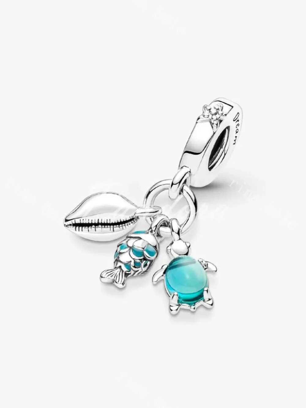Pandora Fish, Sea Turtle & Conch Triple Dangle Charm